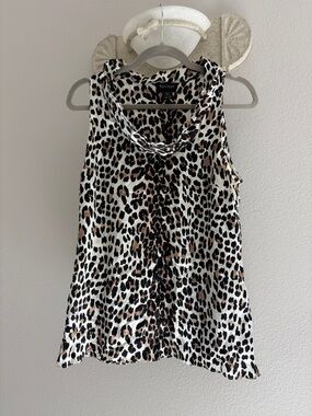 White House Black Market 100% Silk Leopard Print Sleeveless Blouse Top Size M